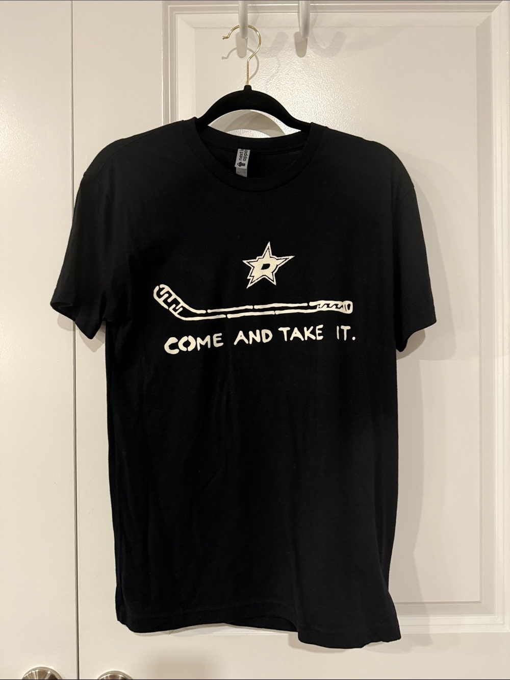 Next Level Apparel Black Short Sleeve Tee with White 'Come and Take It' Graphic
